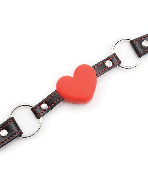 image of product,Plesur Heart Ball Gag W-red Hearts - Black - SEXYEONE