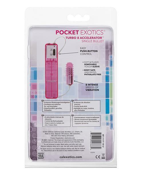 image of product,Pocket Exotics Turbo 8 Accelerator Single Bullet - Pink - SEXYEONE