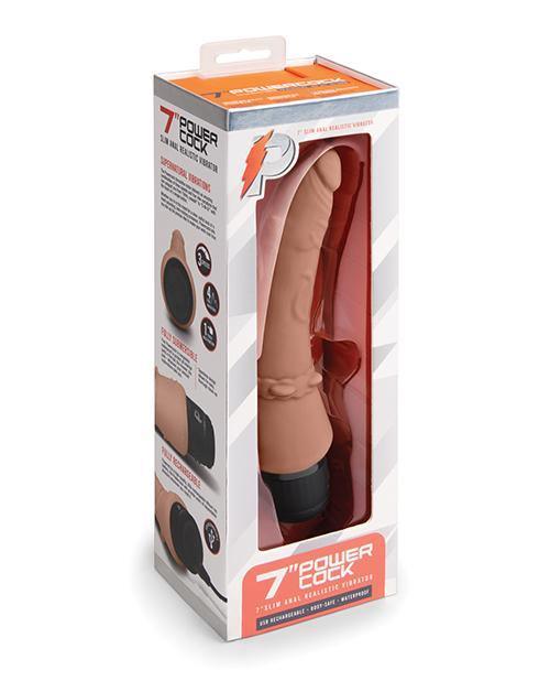 image of product,Powercocks 7" Slim Anal Realistic Vibrator - SEXYEONE