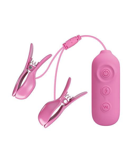 image of product,Pretty Love Romantic Wave Ii Estim & Vibrating Nipple Clip - Pink - SEXYEONE