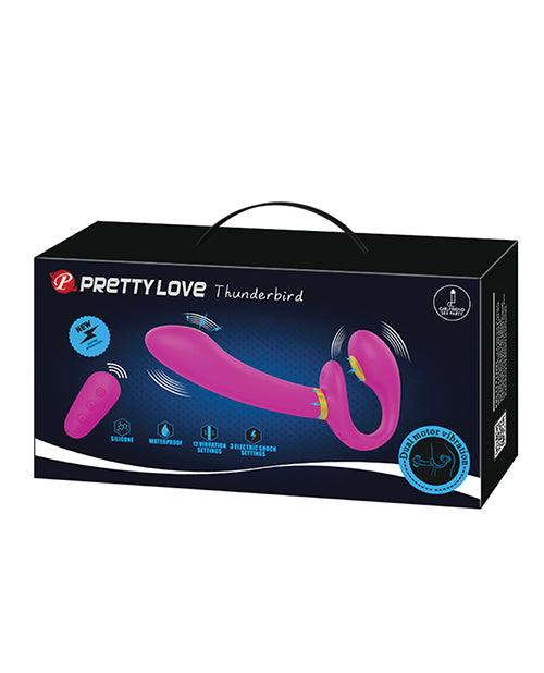 product image, Pretty Love Thunderbird Electrostim Strapless Strap On - Fuchsia - SEXYEONE