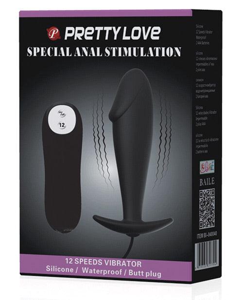 product image, Pretty Love Vibrating Penis Shaped Butt Plug - Black - SEXYEONE