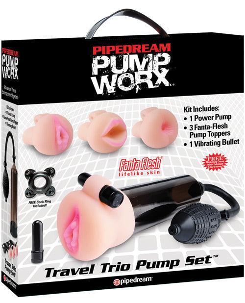 Pump Worx Travel Trio Pump Set - Power Pump, Bullet & 3 Attch. - SEXYEONE