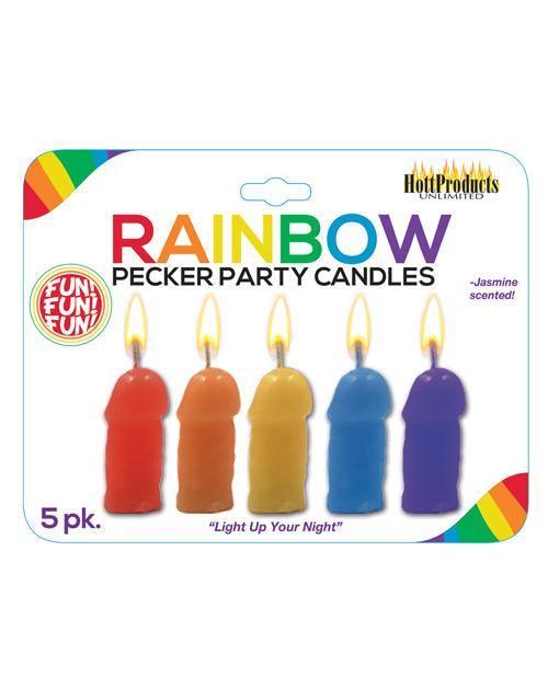 product image, Rainbow Pecker Party Candles - Asst. Colors Pack Of 5 - SEXYEONE