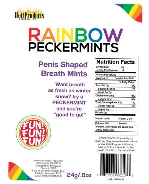 image of product,Rainbow Pecker Shape Candies In Tin-carded - SEXYEONE