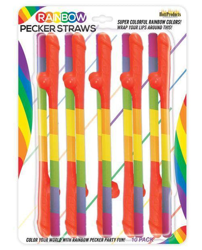 Rainbow Pecker Straws Pack Of 10 - SEXYEONE