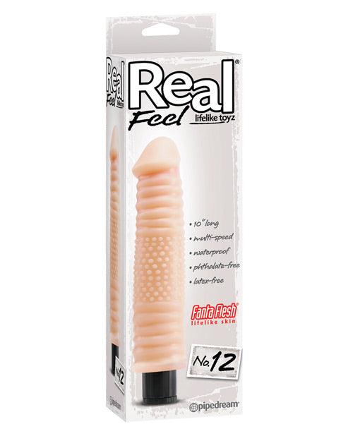 product image, Real Feel No. 12 Long 10" Vibe Waterproof - Mutli-speed Flesh - SEXYEONE