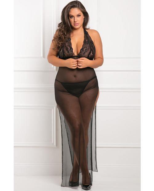 product image, Rene Rofe All Out 2 Pc Gown Set Black 1x-2x - SEXYEONE