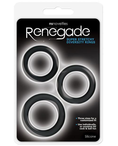 product image, Renegade Diversity Rings - Black Pack Of 3 - SEXYEONE