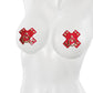 Reusable Studded Cross Pasties W-gold Ring Detail Ruby-gold O-s - SEXYEONE
