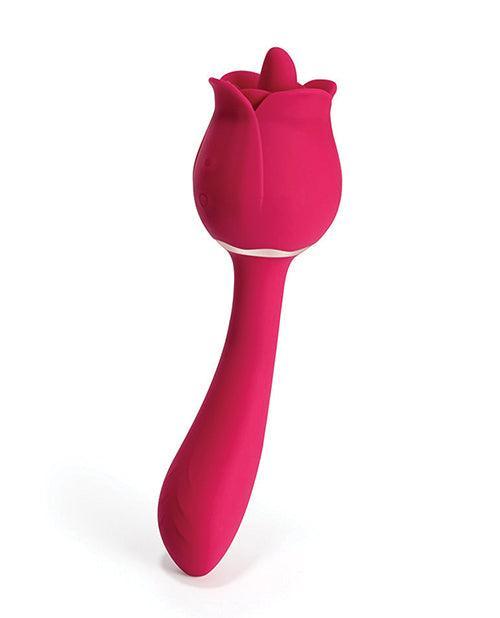 Rhea Clit Licking Tongue Rose Vibrator & G Spot Massager - Red - SEXYEONE