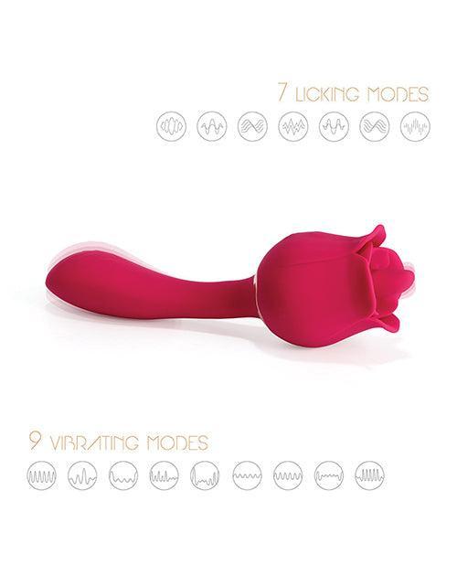 Rhea Clit Licking Tongue Rose Vibrator & G Spot Massager - Red - SEXYEONE