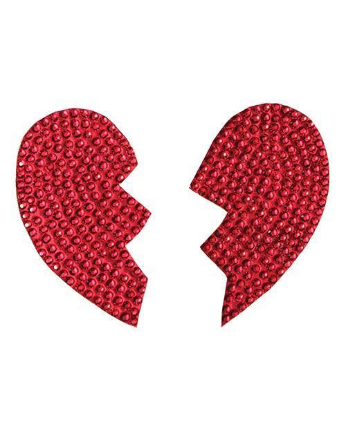 product image, Rhinestone Broken Heart Reusable Pastie - Red O-s - SEXYEONE