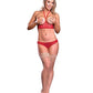 Risque Business Cupless Bra & Crotchless Panty Red - SEXYEONE