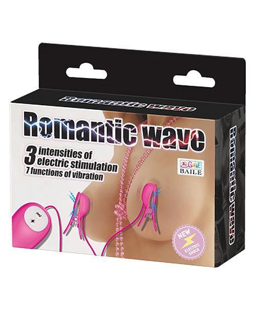 product image, Romantic Wave Electro Shock Vibrating Nipple Clamps - Rose - SEXYEONE