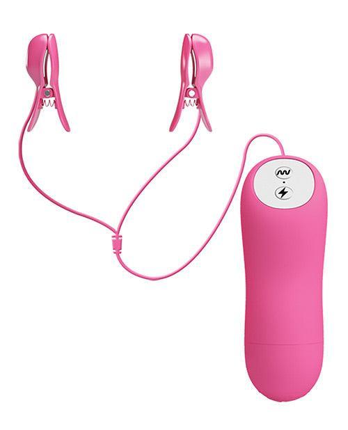 image of product,Romantic Wave Electro Shock Vibrating Nipple Clamps - Rose - SEXYEONE