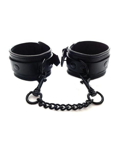 product image, Rouge Leather Ankle Cuffs - Black With Black - SEXYEONE