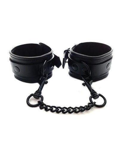 Rouge Leather Ankle Cuffs - Black With Black - SEXYEONE