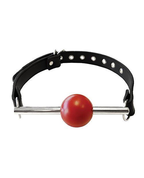 product image, Rouge Leather Ball Gag With Stainless Steel Rod And Removable Ball - Black With Red - SEXYEONE