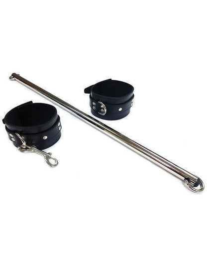 Rouge Leather Leg Spreader Bar W- Black Cuffs - SEXYEONE