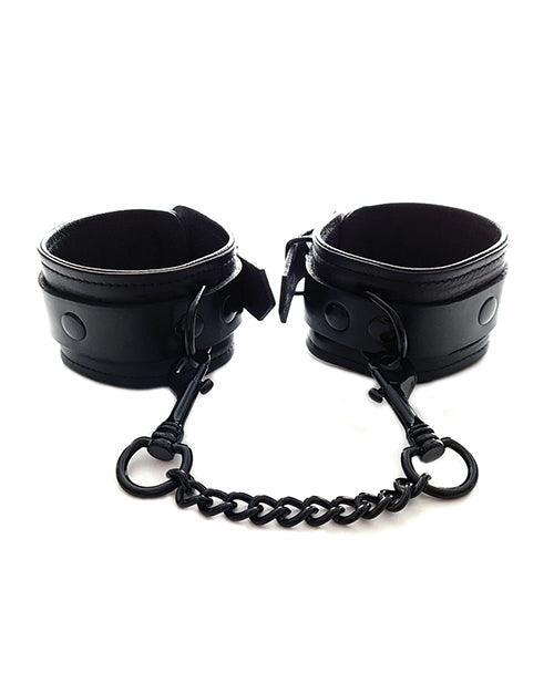 product image, Rouge Leather Wrist Cuffs - Black with Black - SEXYEONE