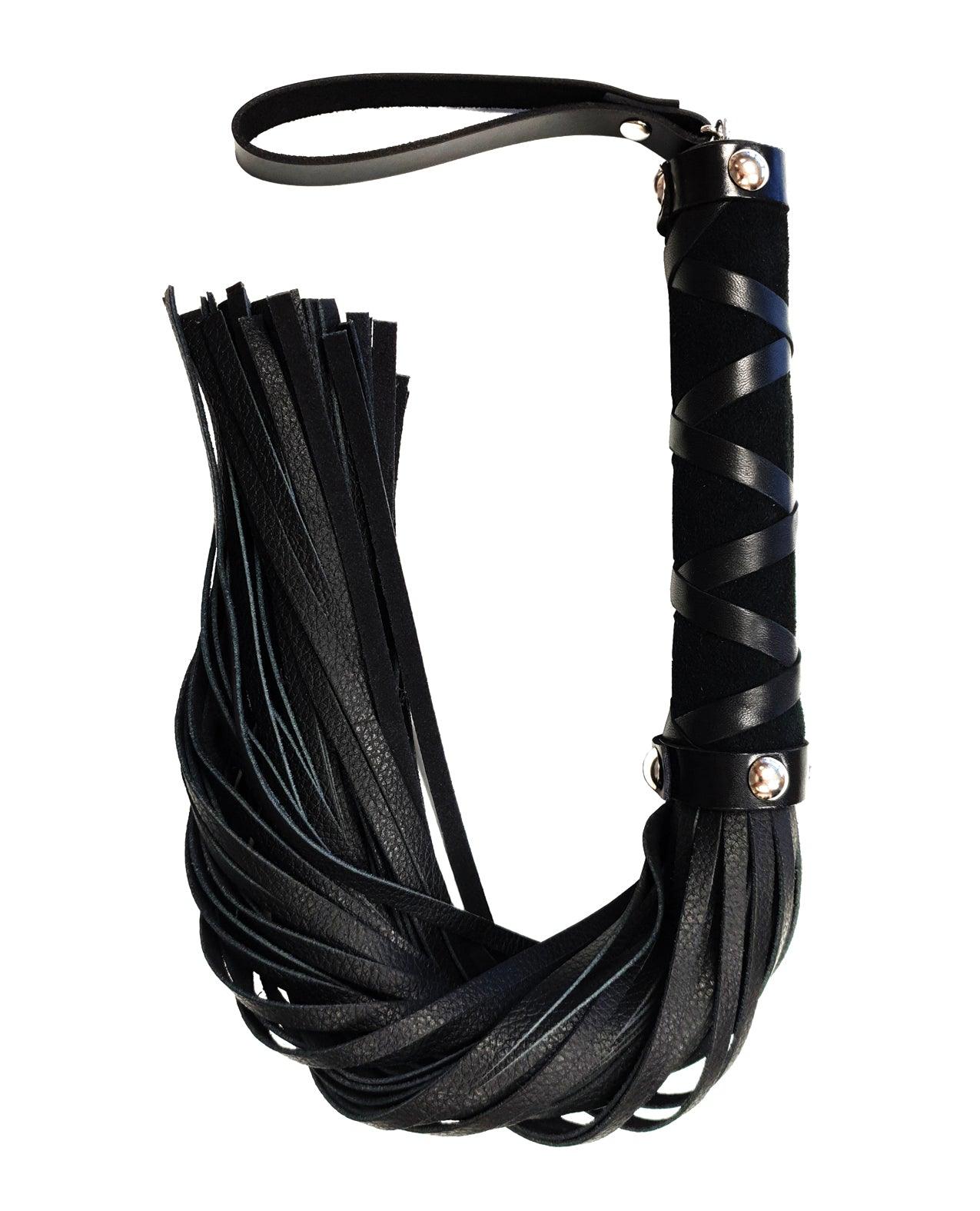 product image, Rouge Short Leather Flogger W-studs - Black - SEXYEONE