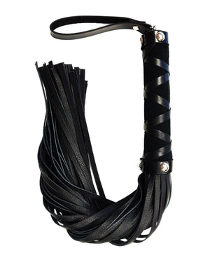 Rouge Short Leather Flogger W-studs - Black - SEXYEONE