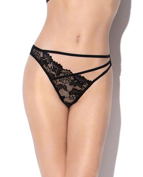 product image, Sangria Multi Strap Lace Thong Black - SEXYEONE