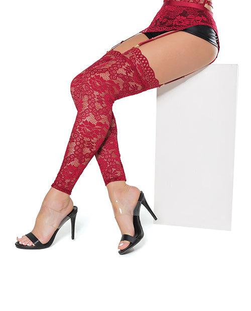 product image, Scallop Stretch Lace Footless Stockings Ruby - SEXYEONE