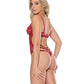 Scallop Stretch Lace Teddy W/adjustable Thong Straps Ruby - SEXYEONE
