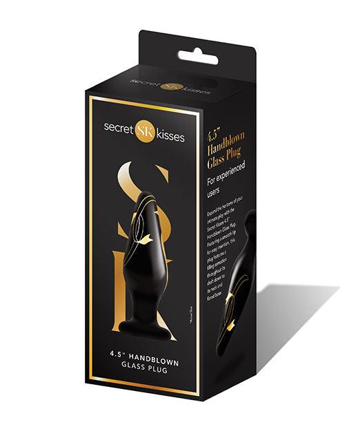 product image, Secret Kisses 4.5 inches Handblown Wide Glass Plug - Black-gold - SEXYEONE