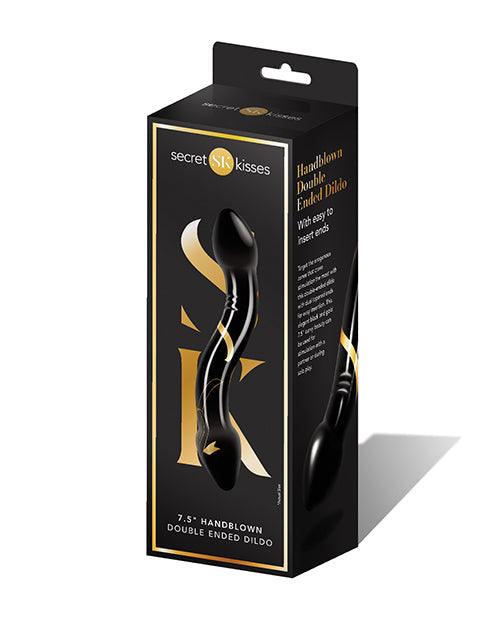 product image, Secret Kisses 7.5" Handblown Double Ended Dildo - Black-gold - SEXYEONE
