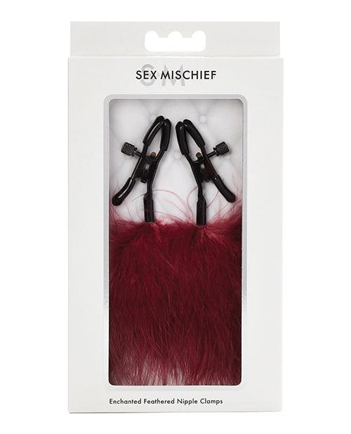 product image, Sex & Mischief Enchanted Feather Nipple Clamps - Burgundy - SEXYEONE