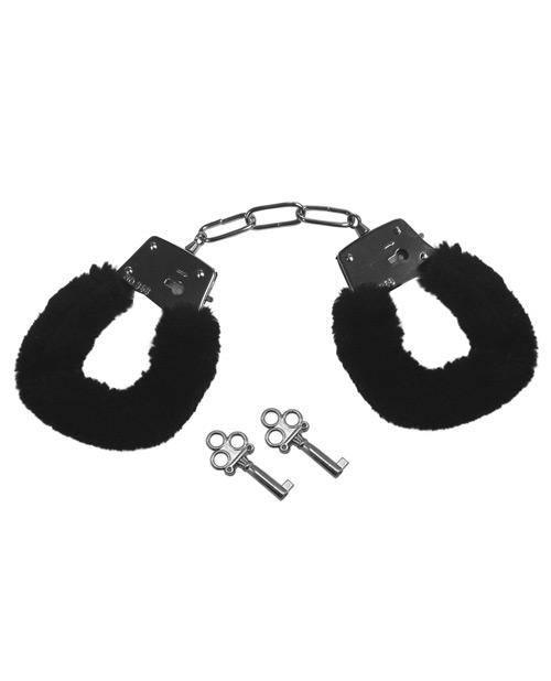 image of product,Sex & Mischief Furry Handcuffs - Black - SEXYEONE