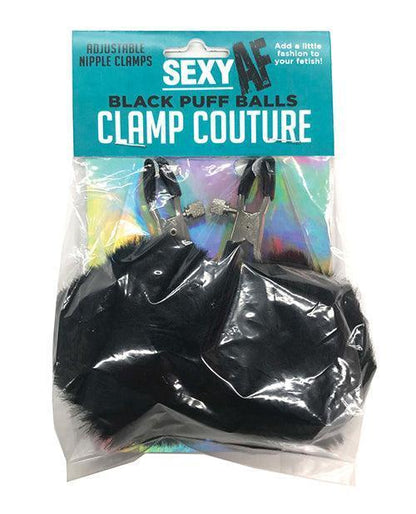 Sexy Af Nipple Clamps - Black Puff Ball - SEXYEONE