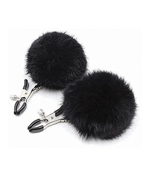 image of product,Sexy Af Nipple Clamps - Black Puff Ball - SEXYEONE