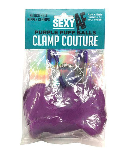 Sexy Af Nipple Clamps - Purple Puff Ball - SEXYEONE