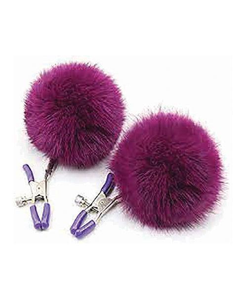 Sexy Af Nipple Clamps - Purple Puff Ball - SEXYEONE