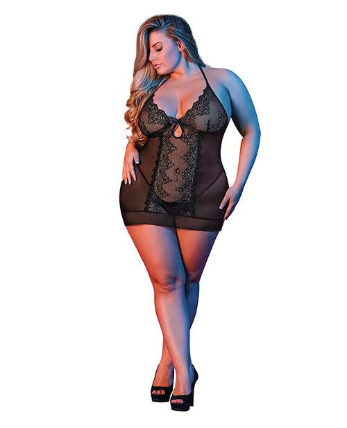 image of product,Sexy Time Sophia Chemise & G-string Black Qn - SEXYEONE