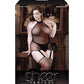 Sheer Body Language Halter Dress W/attached Stockings & Red Floral Design Black - SEXYEONE