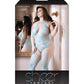 Sheer Fantasy Halter Neck Floral Lace Gartered Bodystocking & Panty Light Blue Qn - SEXYEONE