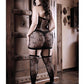 Sheer Fantasy High Society Halter Dress W/attached Gartered Stockings Black - SEXYEONE