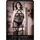 Sheer Fantasy High Society Halter Dress W/attached Gartered Stockings Black - SEXYEONE