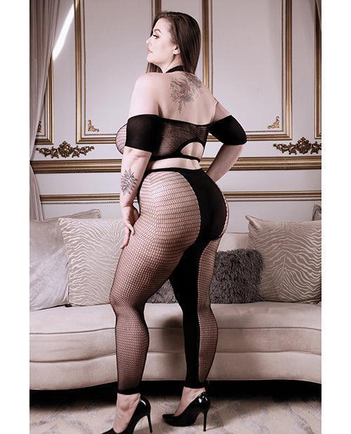 Sheer Fantasy Missing You Opaque & Net Off Should Top W-leggings Black Qn - SEXYEONE