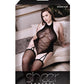 Sheer Fantasy Mixed Signals Halter Tie Gartered Teddy W-attached Back Seam Stockings Black Qn - SEXYEONE