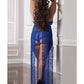 Sheer Lace Night Gown & Laced Panty Blue Angel Qn - SEXYEONE
