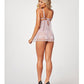 Sheer Mesh & Lace Demi Cup Babydoll & Thong Lavender - SEXYEONE