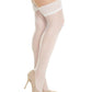 Sheer Thigh High Stockings W-wide Floral Elastic Top White Os-xl - SEXYEONE
