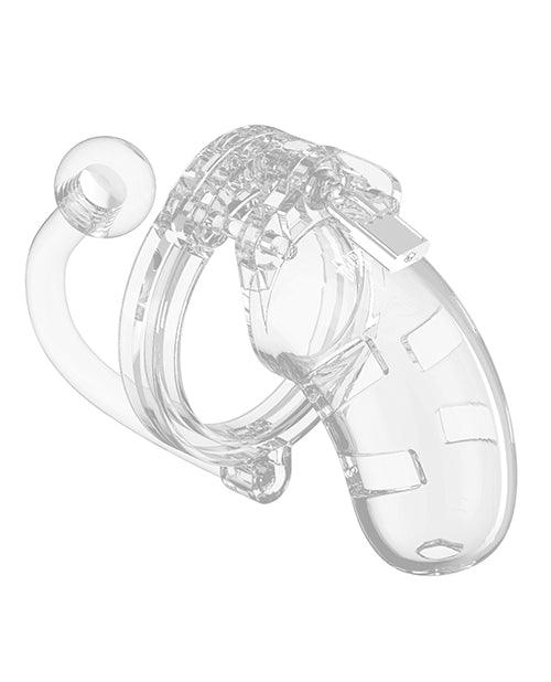 image of product,Shots Man Cage Chastity 3.5" Cock Cage W-plug Model 10 - Clear - SEXYEONE