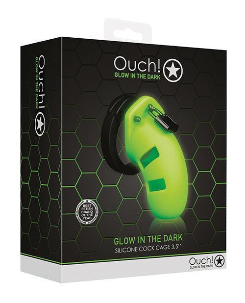 image of product,Shots Ouch 3.5" Model 20 Cock Cage - Glow In The Dark - SEXYEONE